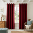 Velvet Chenille Eyelet Curtains - Red