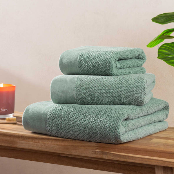 Textured Weave Towel Smoke Green