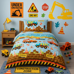 Under Construction Polycotton Duvet Cover Set