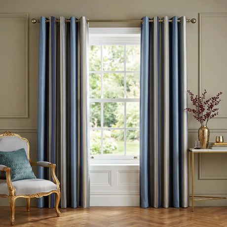 Whitworth Stripe Lined Eyelet Curtains 1