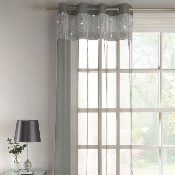 Tiffany Eyelet Voile Curtain Panel Grey