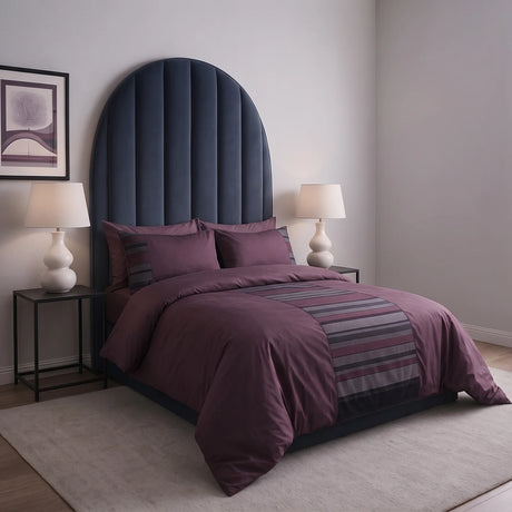 New York Faux Silk Aubergine Duvet Cover Bedding Set