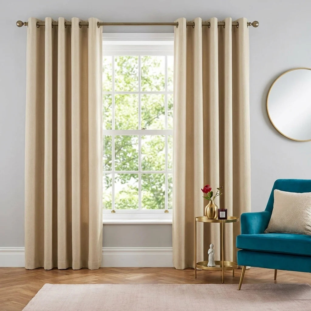 Cream 100% Blackout Thermal Eyelet Curtains