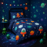 Space Aliens Glow in the Dark Duvet Cover Set by Rapport Home