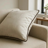 Piped Velvet Natural / Chocolate Cushion Cover s 43cm x 43cm 43x43cm