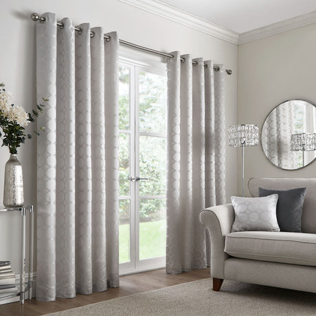 Cassina Jacquard Eyelet Curtains Silver by Curtina