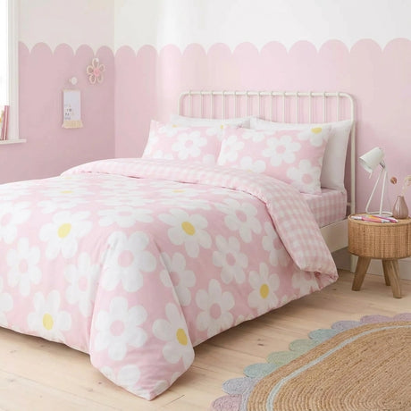 Retro Daisy Pink Floral Duvet Cover Set 1