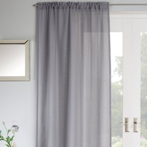 Jewel Voile Curtain Panel Grey