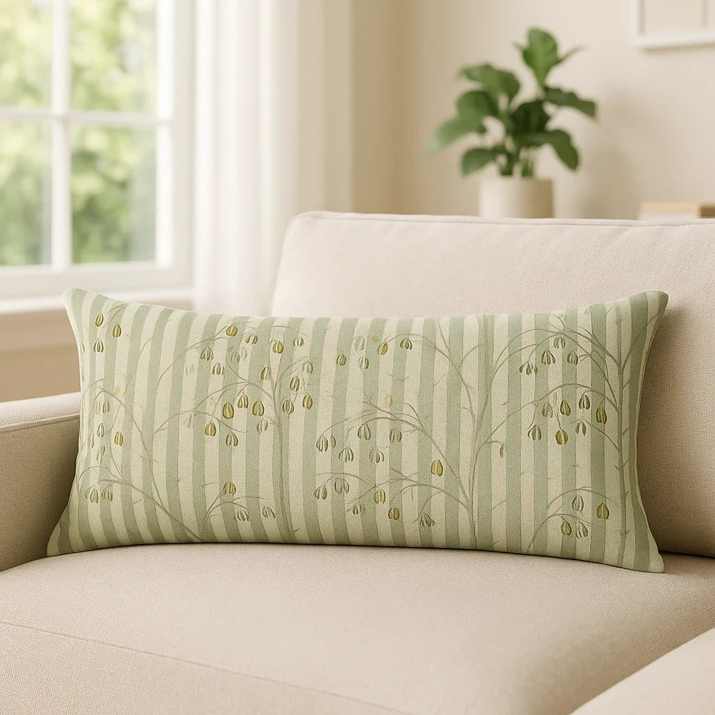 Chinese Lanterns Sage Cushion Cover 30cm x 65cm
