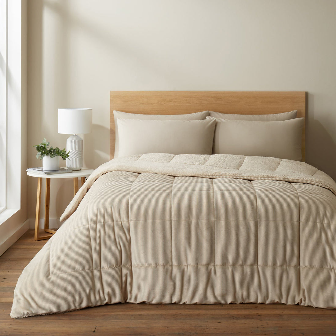 Catherine Lansfield Cosy Cord Coverless 6.5 Tog Double Duvet 200cm x 200cm - Natural