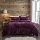 Rabbit Faux Fur Burgundy Duvet Cover Bedding Set