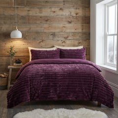 Rabbit Faux Fur Burgundy Duvet Cover Bedding Set