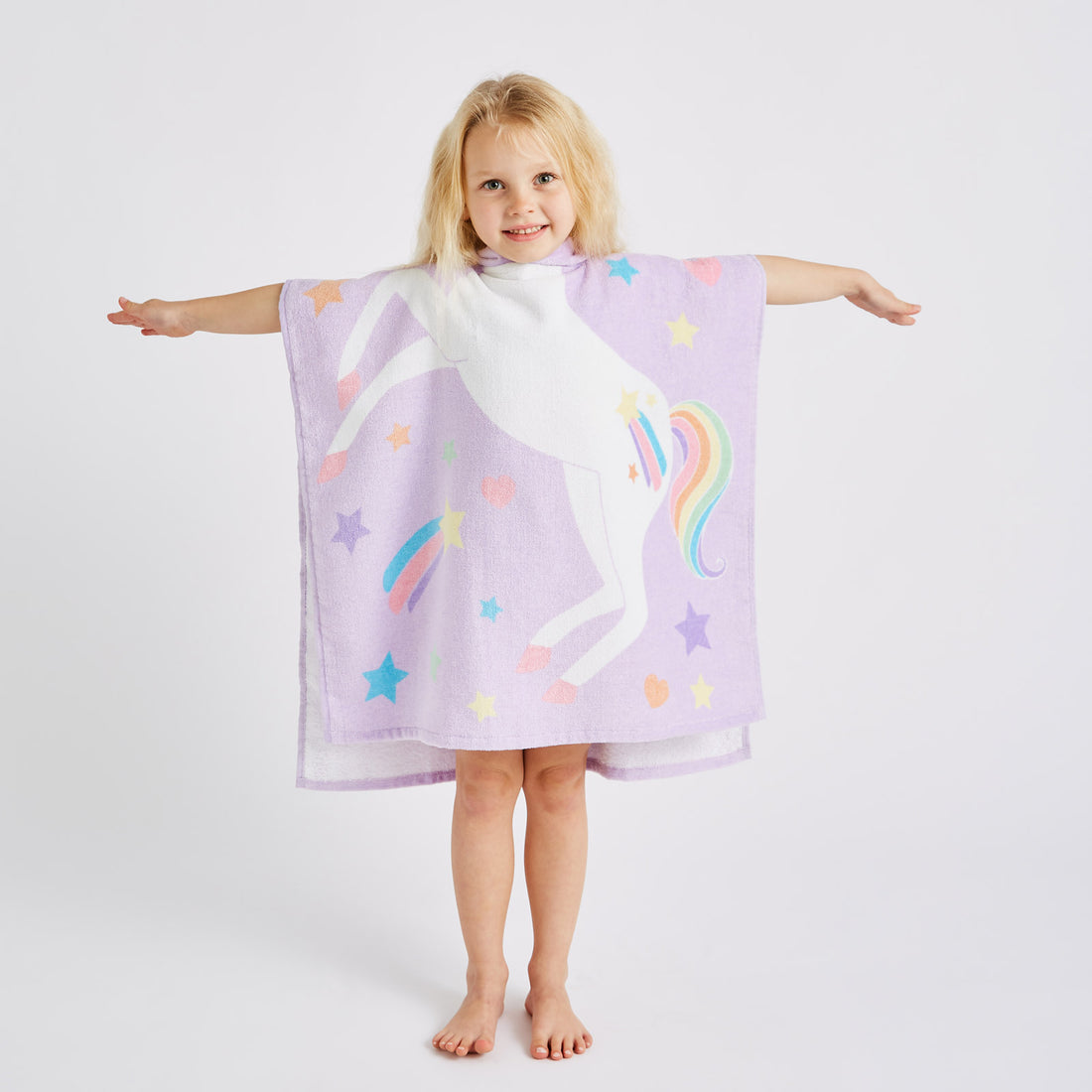 Catherine Lansfield Unicorn Kids Hooded Towel Poncho 100% Cotton