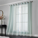 Harper Geometric Eyelet Voile Curtains Pair - Latte
