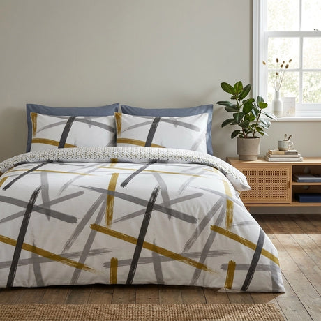 Leda Ochre Cotton Duvet Cover Set 1