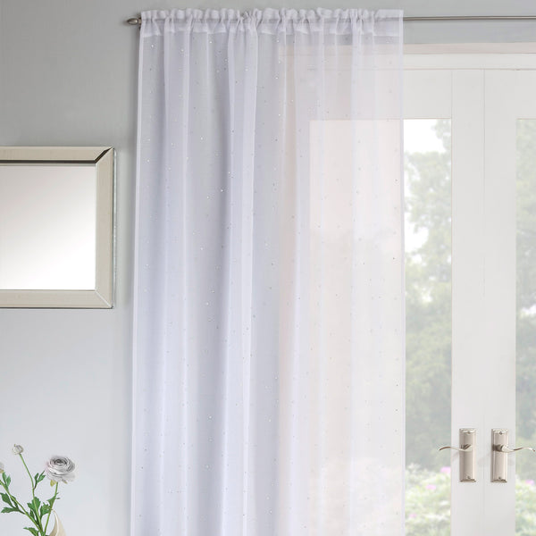 Jewel Voile Curtain Panel White