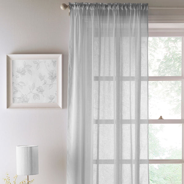 Eden Recycled Voile Curtain Panel Silver