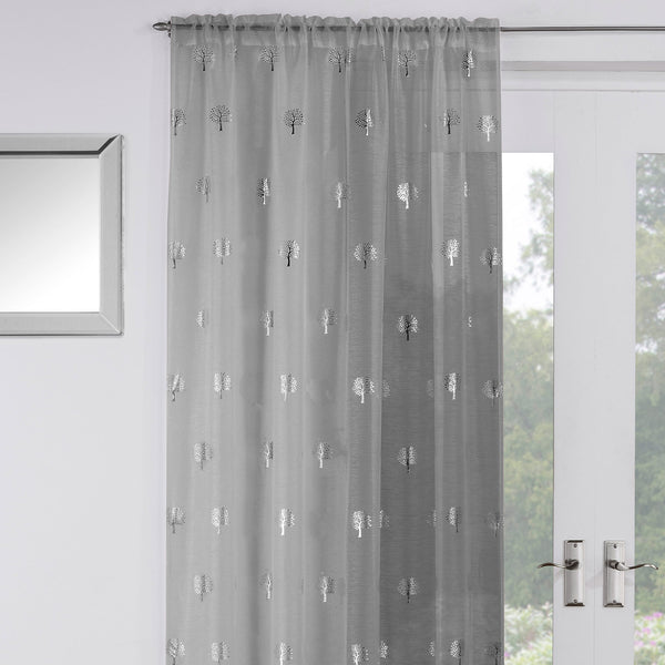Birch Voile Curtain Panel Grey