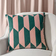 Kalho Geometric Velvet Cushion Cover 18" x 18" (45cm x 45cm) - Pink + Green