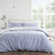 Bianca Shadow Leaves Cotton Duvet Cover Set - Blue