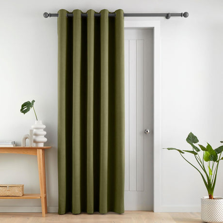 Catherine Lansfield Wilson Blackout Thermal Door Curtain Panel - Olive