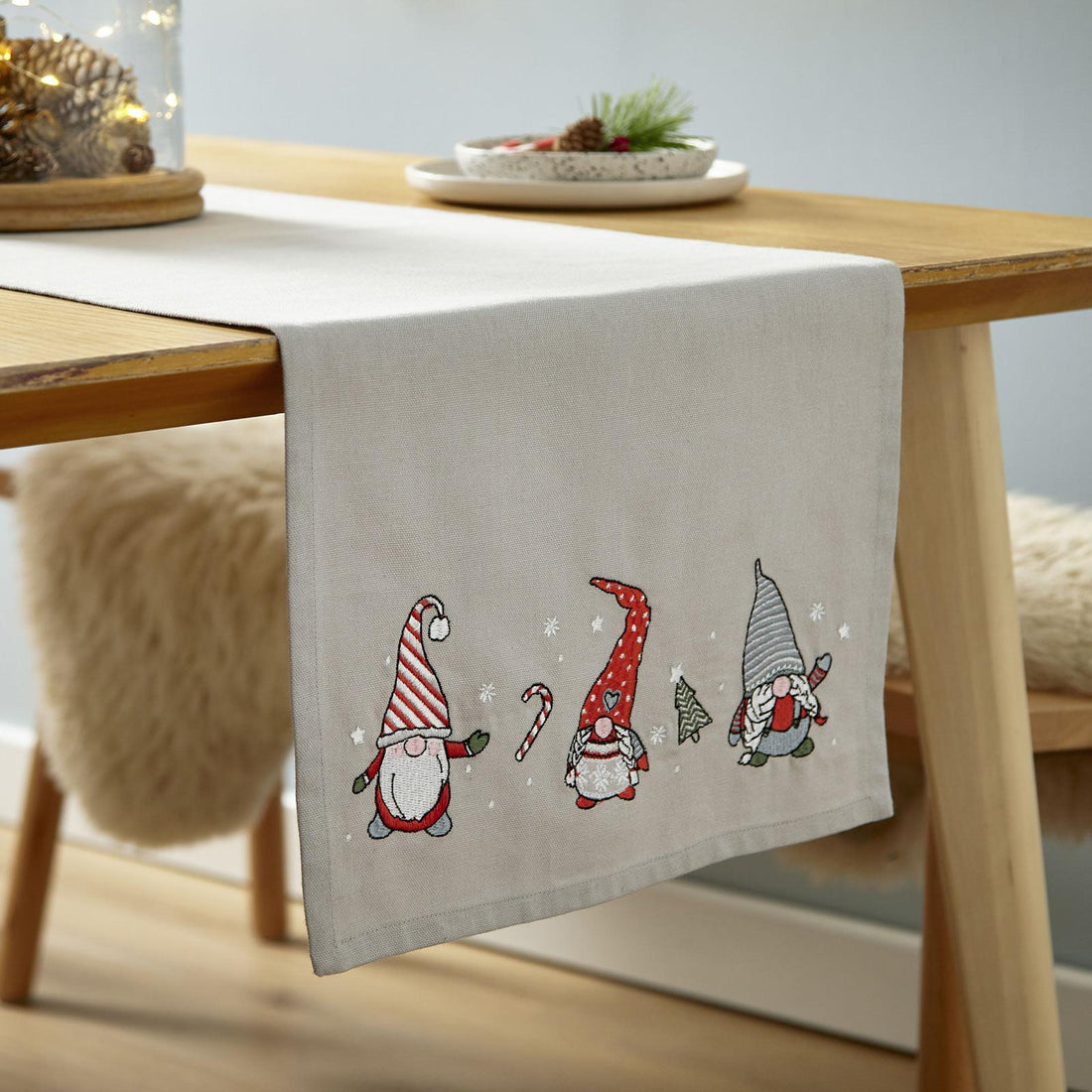 Catherine Lansfield Christmas Gnomes Festive Table Runner
