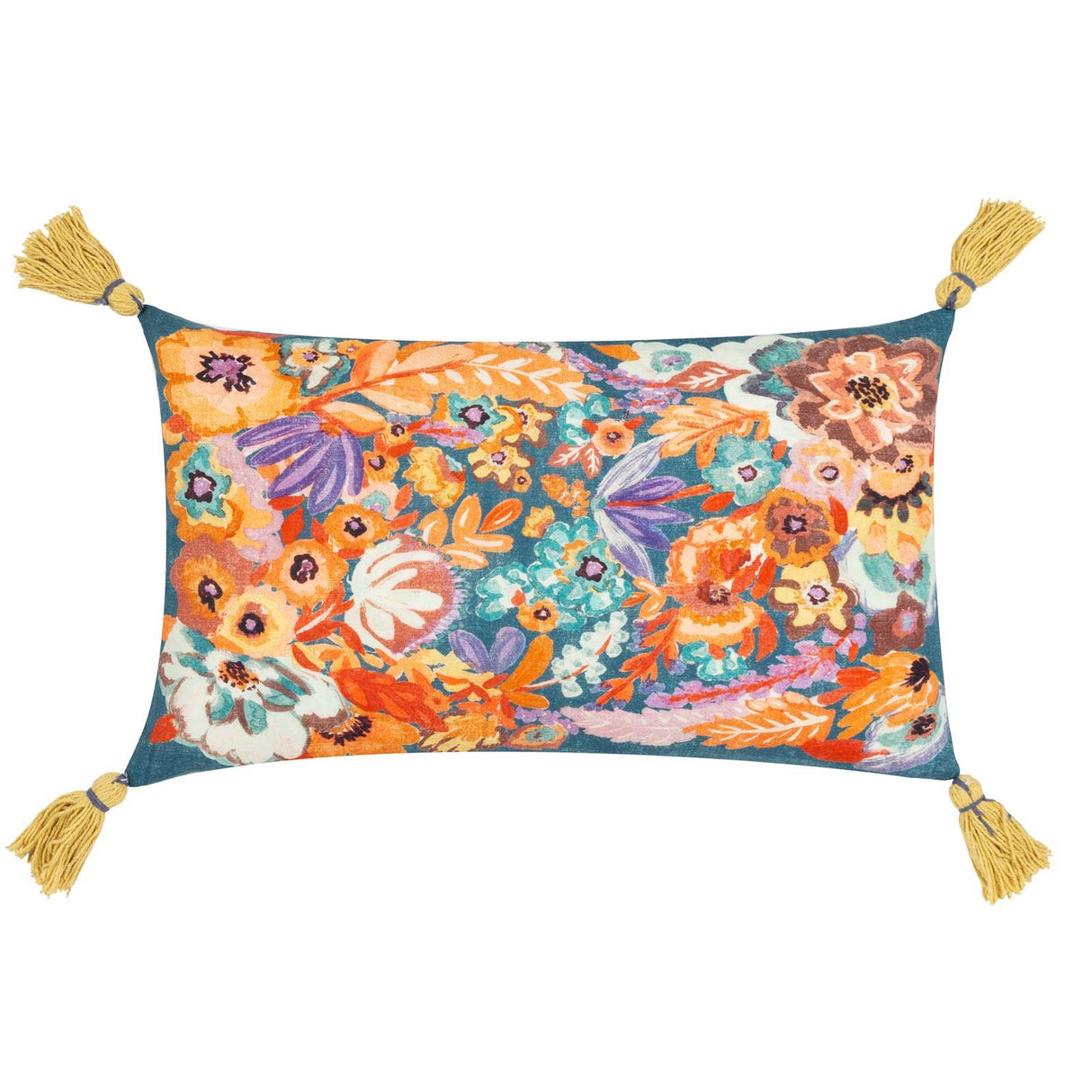 Traloa Floral Tasselled Cushion Cover 12" x 20" by Wylder