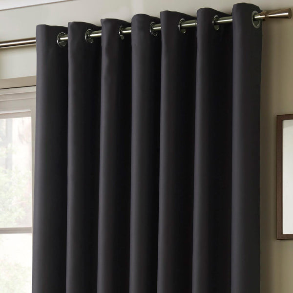 Essential Blackout Eyelet Curtains Charcoal 90" x 72"