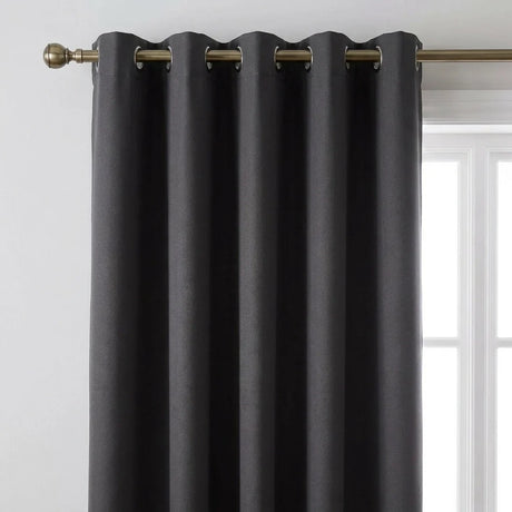 100% Blackout Eyelet Curtains - Charcoal image 2
