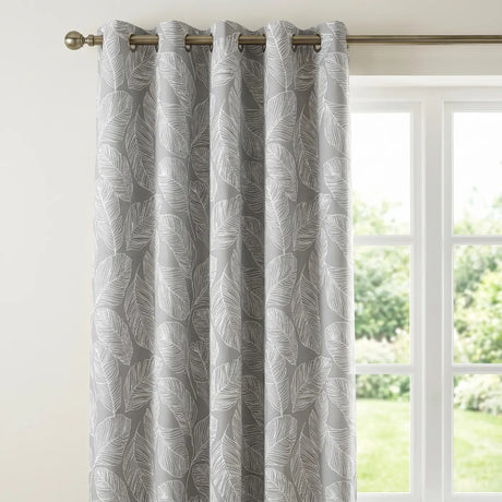 Matteo Leaf Ready Made Cotton Eyelet Curtains 5