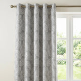 Matteo Leaf Ready Made Cotton Eyelet Curtains - Grey image 2