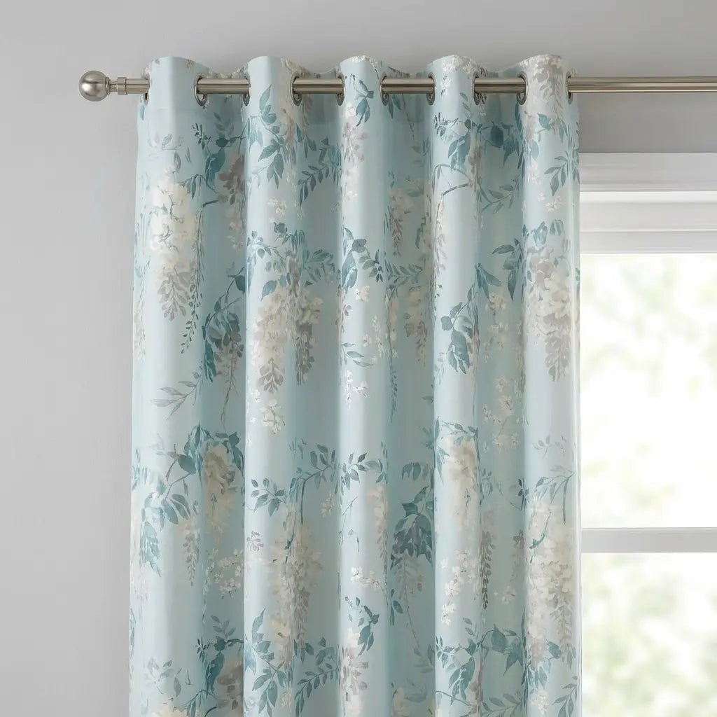 Wisteria Floral Lined Ready Made Eyelet Curtains 2