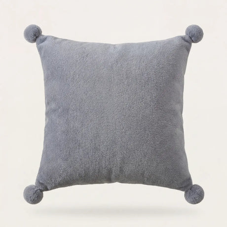 Pom Pom Fleece Cushion Cover Cosy Collection - Grey image 2