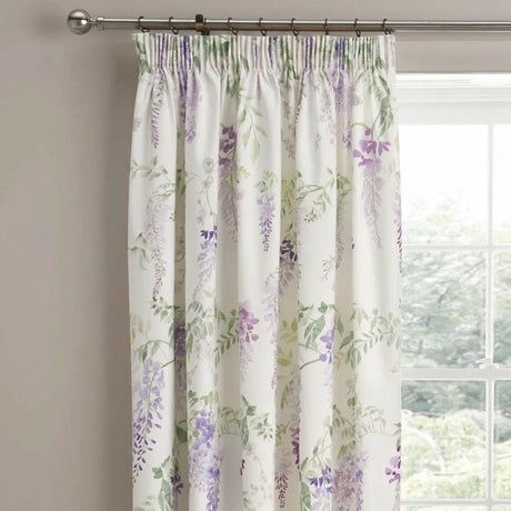 Wisteria Floral Lined Pencil Pleat Curtains 5
