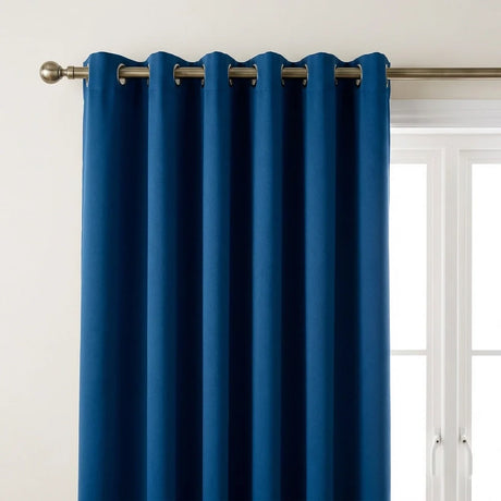 Elise Blackout Room Darkening Eyelet Curtains - Blue image 2