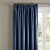 Chenille Blackout Tape Top Pencil Pleat Curtains - Blue image 2