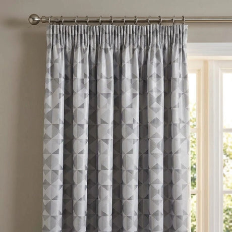 Skandi Geometric Jacquard Lined Tape Top Curtains 5