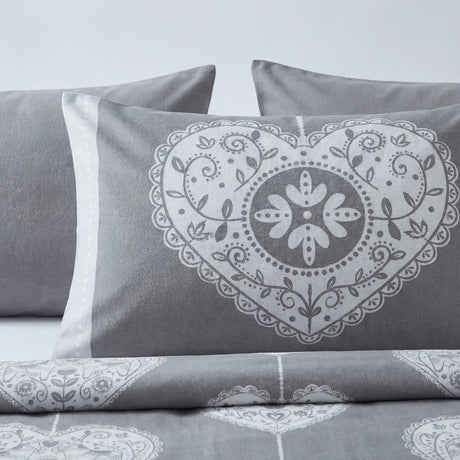 Scandi Heart Flannelette Duvet Cover Set 7