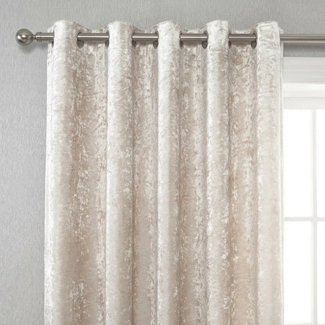Crushed Velvet Eyelet Curtains - Cream image 2