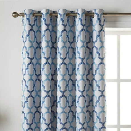 Georgia Blockout Eyelet Curtains - Blue image 2
