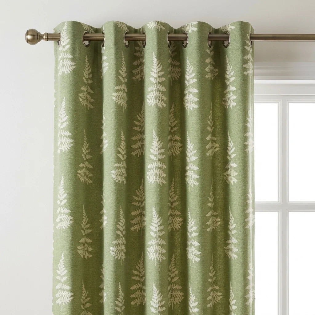 Esher Fern Eyelet Curtains - Green image 2