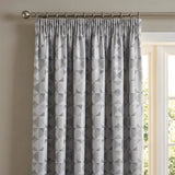 Skandi Geometric Jacquard Lined Tape Top Curtains - Silver image 2