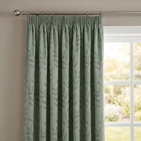 Tivoli Leaf Jacquard Lined Tape Top Pencil Pleat Curtains 14