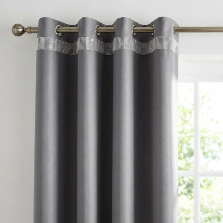 Palace Blockout Eyelet Curtains - Silver image 2
