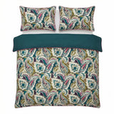 Aretha Paisley Print Cotton Sateen Teal Duvet Cover Set 3