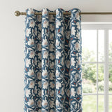 Luna Floral Cotton Ready Made Eyelet Curtains - Teal image 2