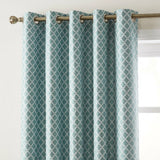 Cotswold Jacquard Eyelet Ring Top Curtains - Teal image 2
