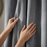 Hampton Velvet Blackout Eyelet Curtains - Grey image 3