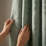 Tivoli Leaf Jacquard Lined Tape Top Pencil Pleat Curtains - Sage image 3