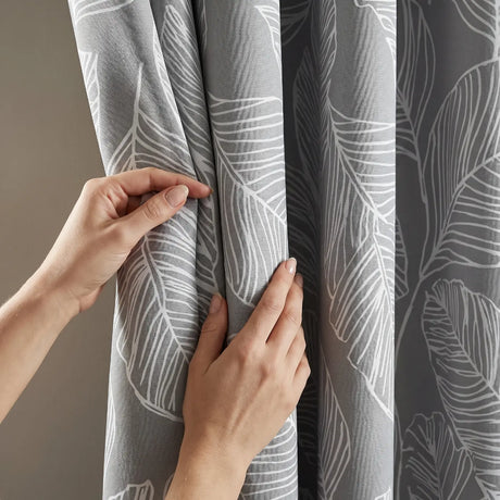 Matteo Leaf Ready Made Cotton Eyelet Curtains 6
